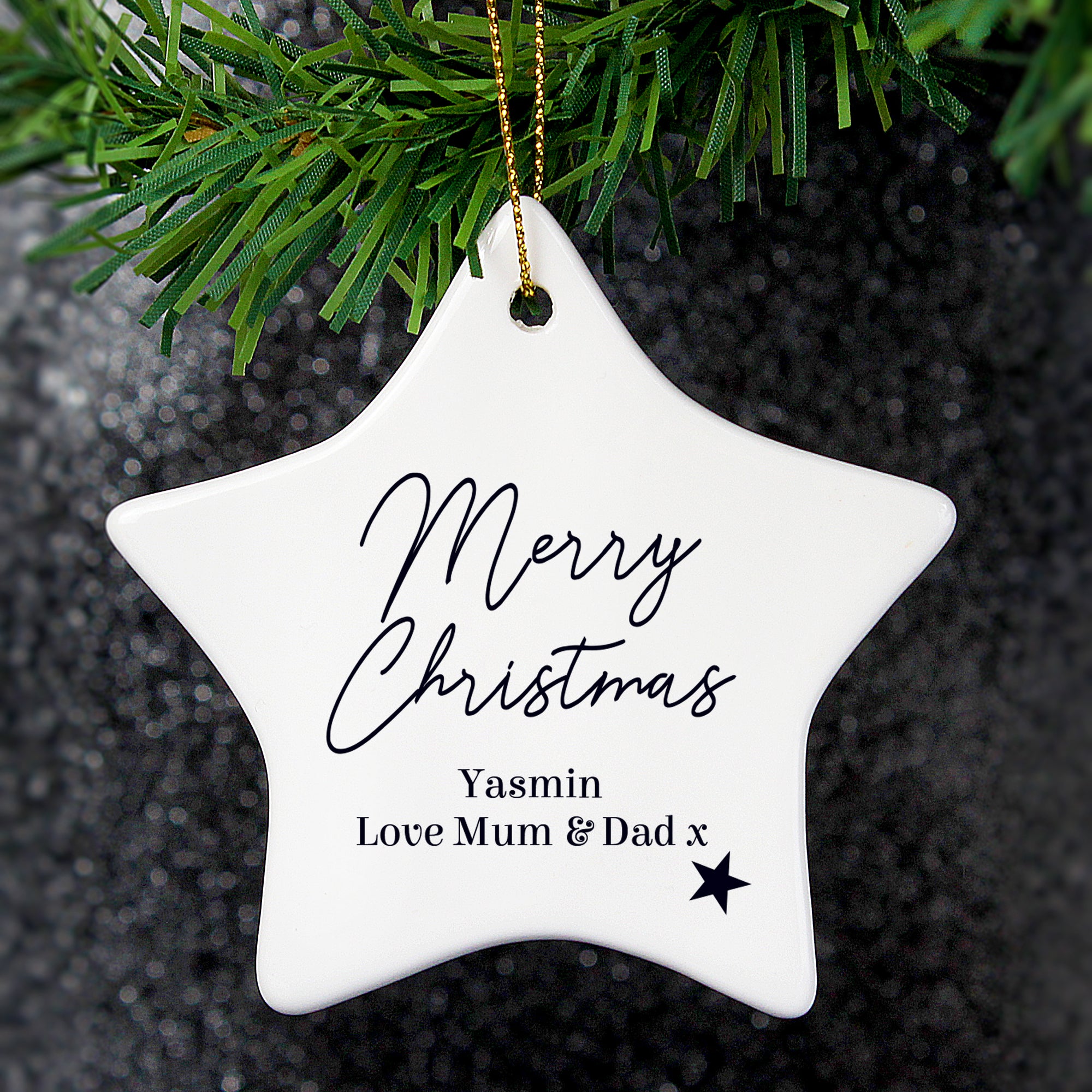 Free Text White Ceramic Christmas Star