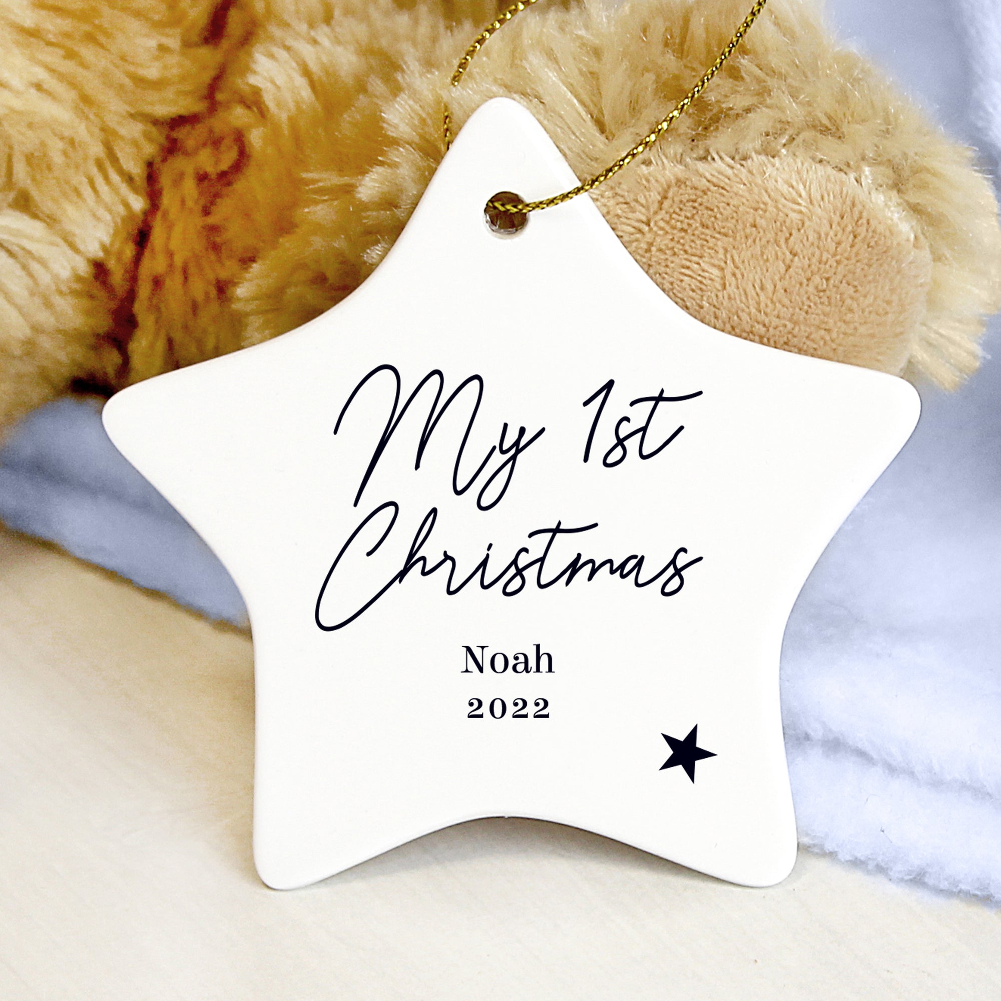 Free Text White Ceramic Christmas Star