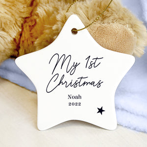 Free Text White Ceramic Christmas Star