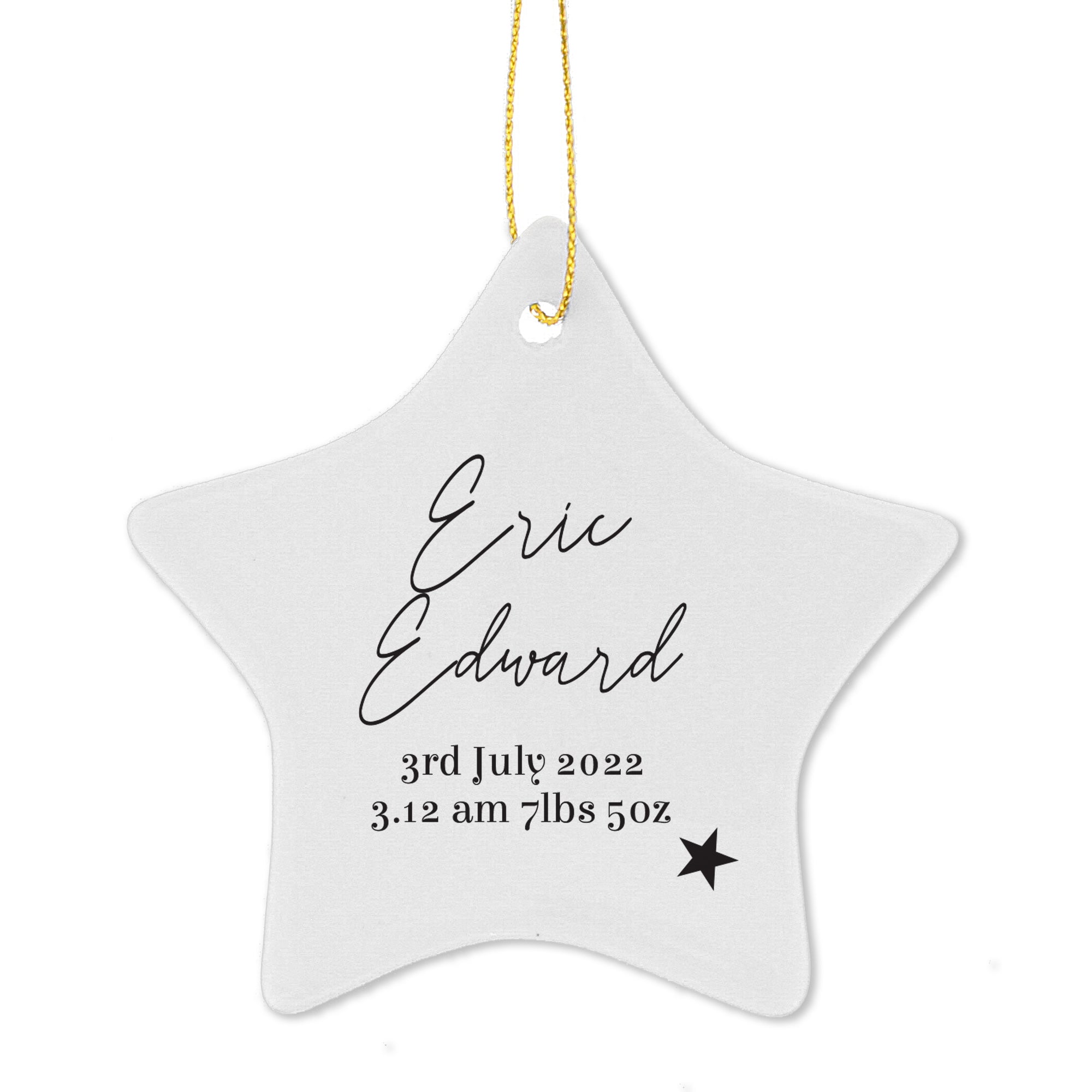 Free Text White Ceramic Christmas Star