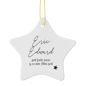 Free Text White Ceramic Christmas Star