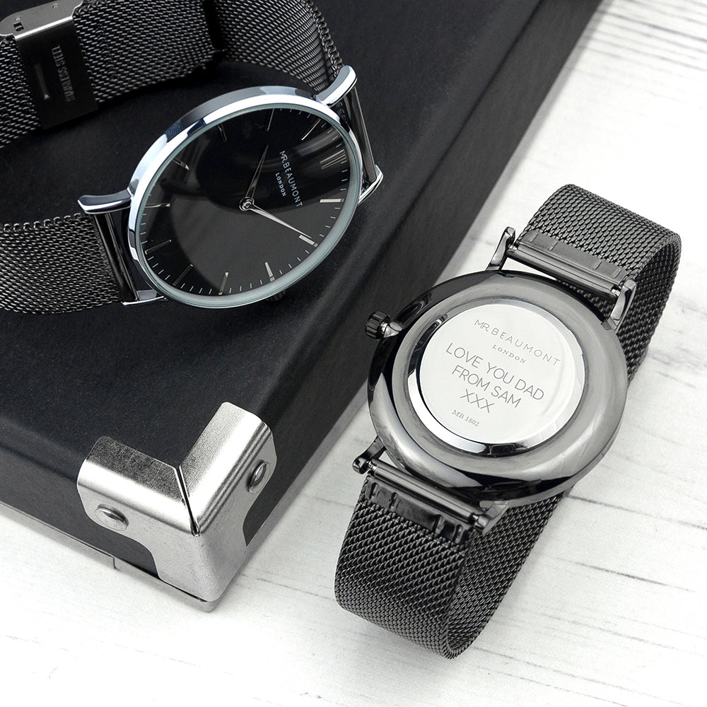 Mr Beaumont Gunmetal Grey Watch with Black Face